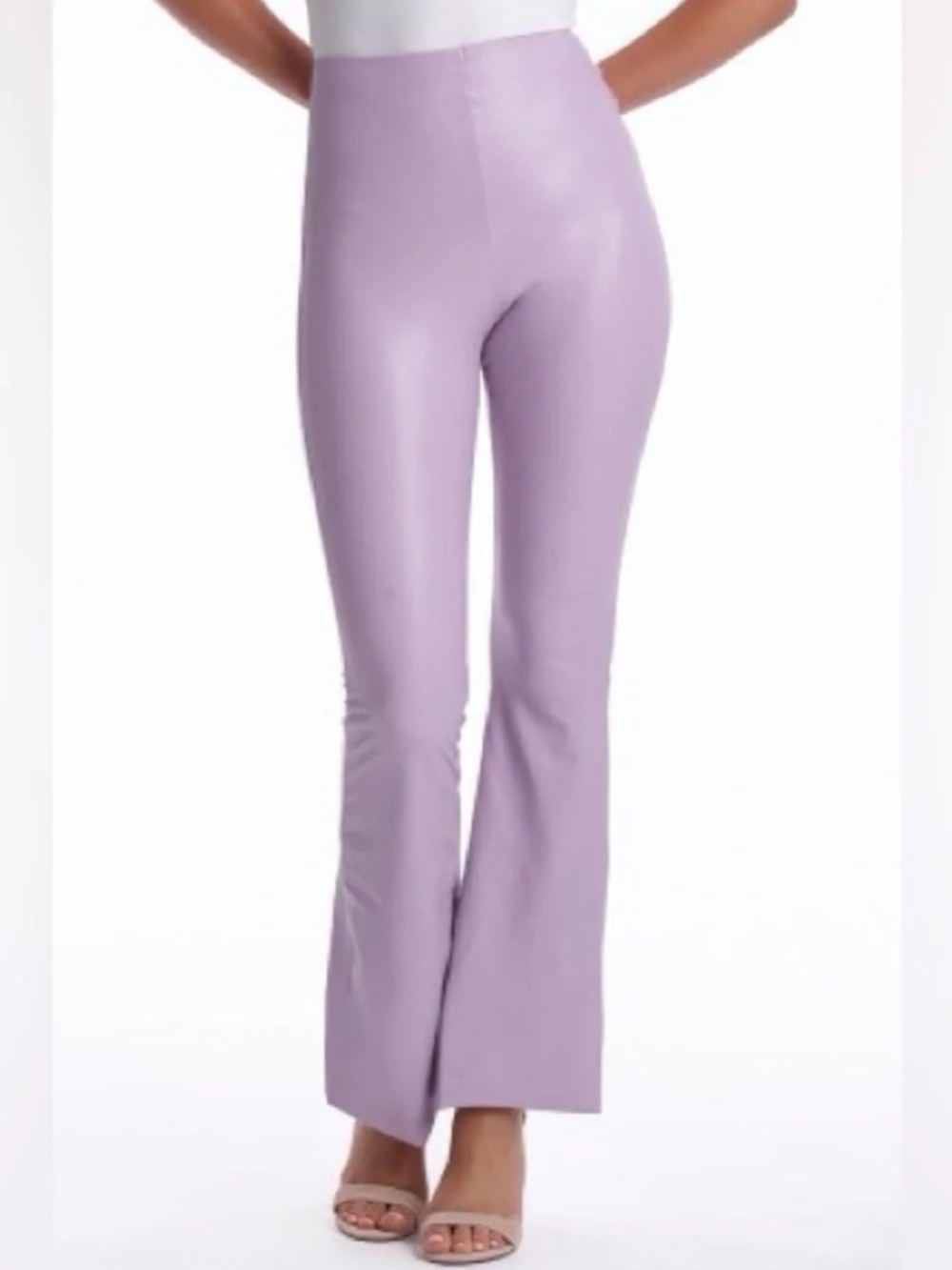 NWT Commando Faux Leather Flare Leggings Lavender Lilac High Rise Large $148